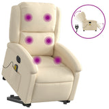 Electric Stand up Massage Recliner Chair Cream Fabric - Front View