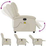 Massage Recliner Chair Cream Faux Leather - 45-Degree Angle