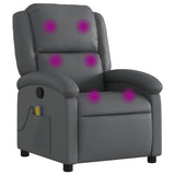 Massage Recliner Chair Grey Faux Leather - Front View