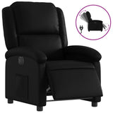 Electric Recliner Chair Black Faux Leather - Front View