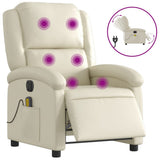 Electric Massage Recliner Chair Cream Faux Leather - Front View