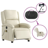 Electric Massage Recliner Chair Cream Faux Leather - 45-Degree Angle