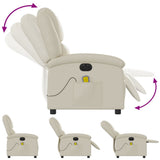 Electric Massage Recliner Chair Cream Faux Leather - Rear View
