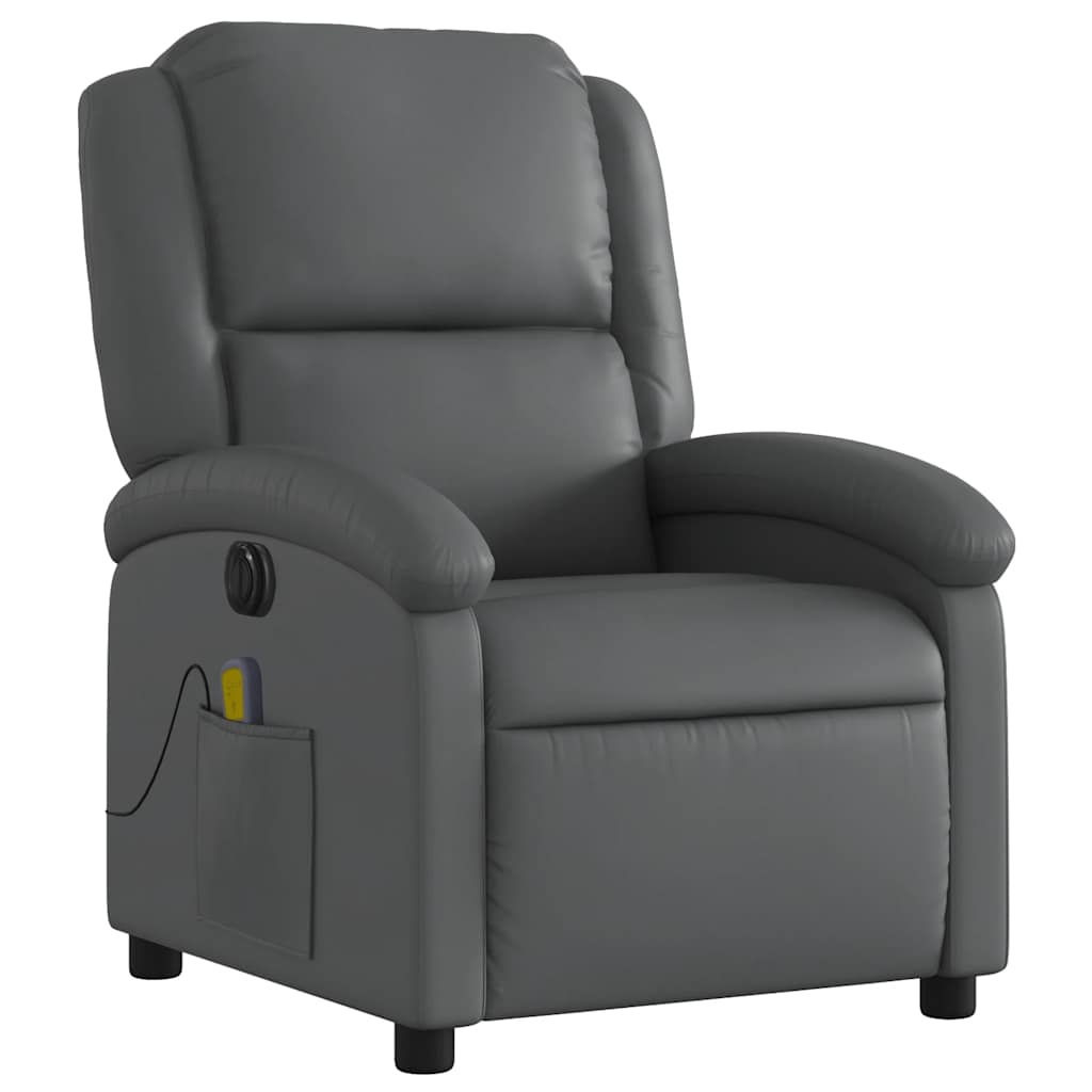 Electric Massage Recliner Chair Grey Faux Leather