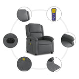 Electric Massage Recliner Chair Grey Faux Leather