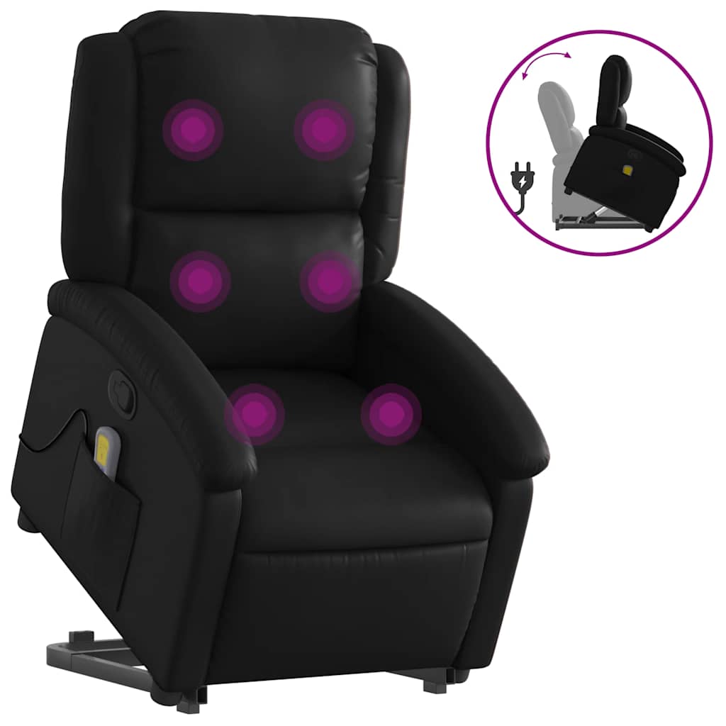 Stand up Massage Recliner Chair Black Faux Leather