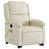 Stand up Massage Recliner Chair Cream Faux Leather - Side View