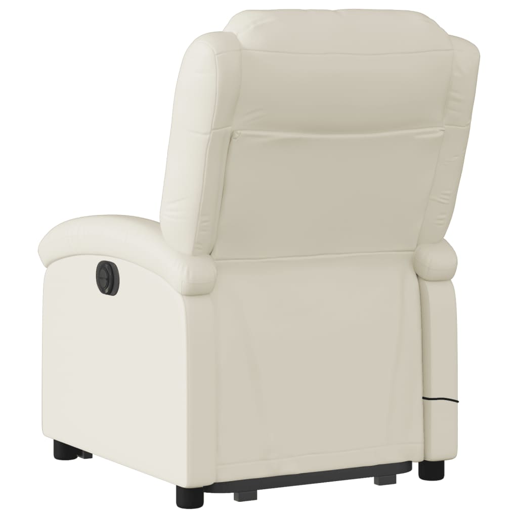 Stand up Massage Recliner Chair Cream Faux Leather