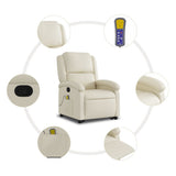 Stand up Massage Recliner Chair Cream Faux Leather