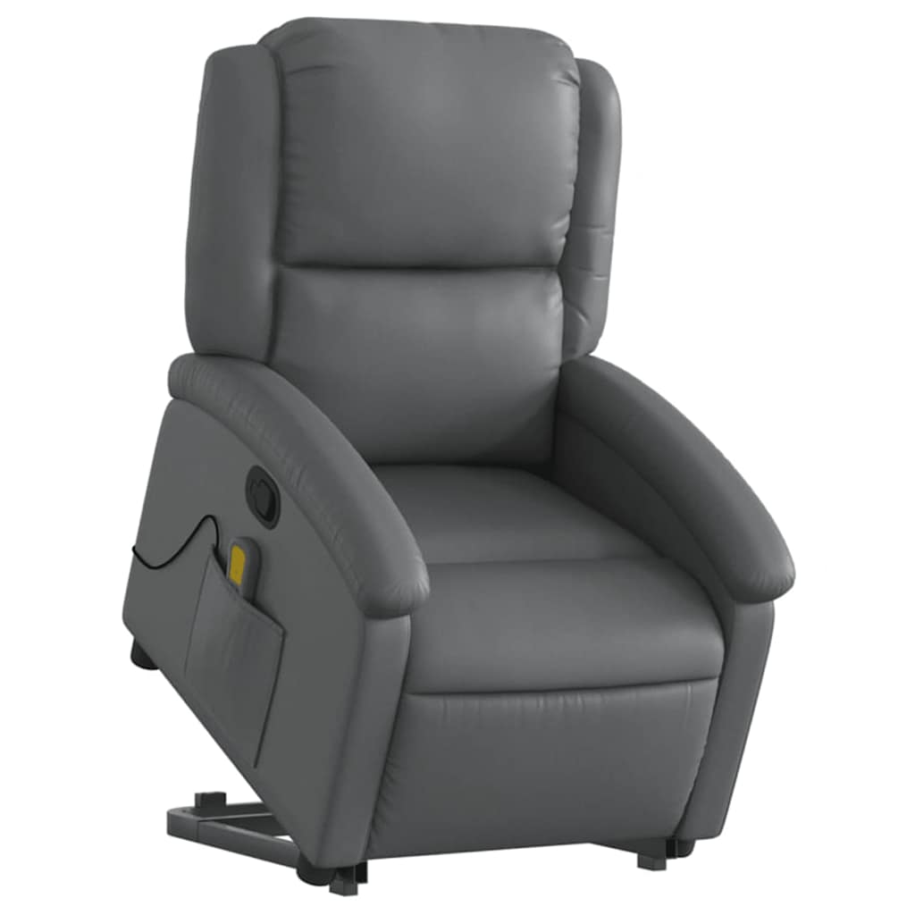 Stand up Massage Recliner Chair Grey Faux Leather