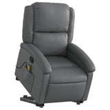 Stand up Massage Recliner Chair Grey Faux Leather