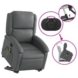 Stand up Massage Recliner Chair Grey Faux Leather - Rear View