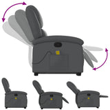Stand up Massage Recliner Chair Grey Faux Leather - Close-Up Angle