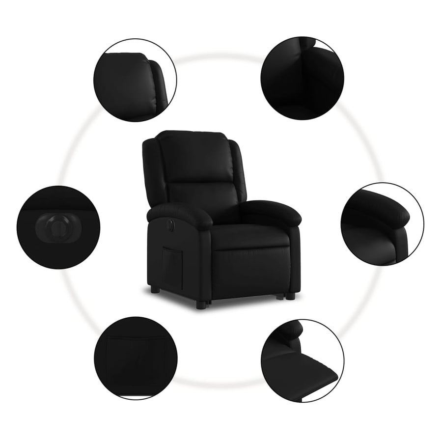 Electric Stand up Recliner Chair Black Faux Leather