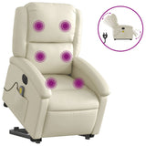 Electric Stand up Massage Recliner Chair Cream Faux Leather - Front View