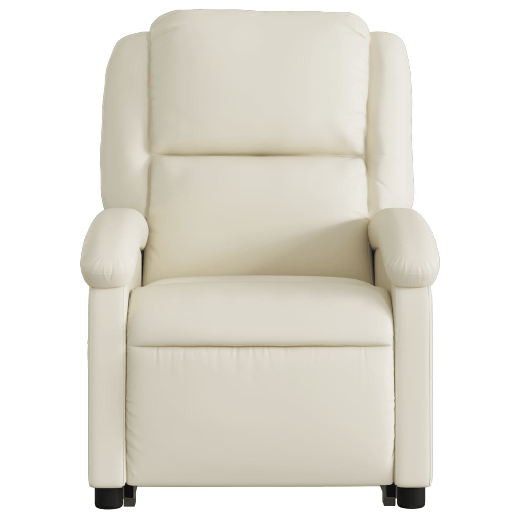 Electric Stand up Massage Recliner Chair Cream Faux Leather