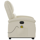 Electric Stand up Massage Recliner Chair Cream Faux Leather - Extra Image