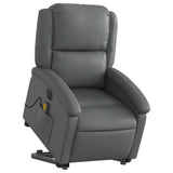 Electric Stand up Massage Recliner Chair Grey Faux Leather - Side View