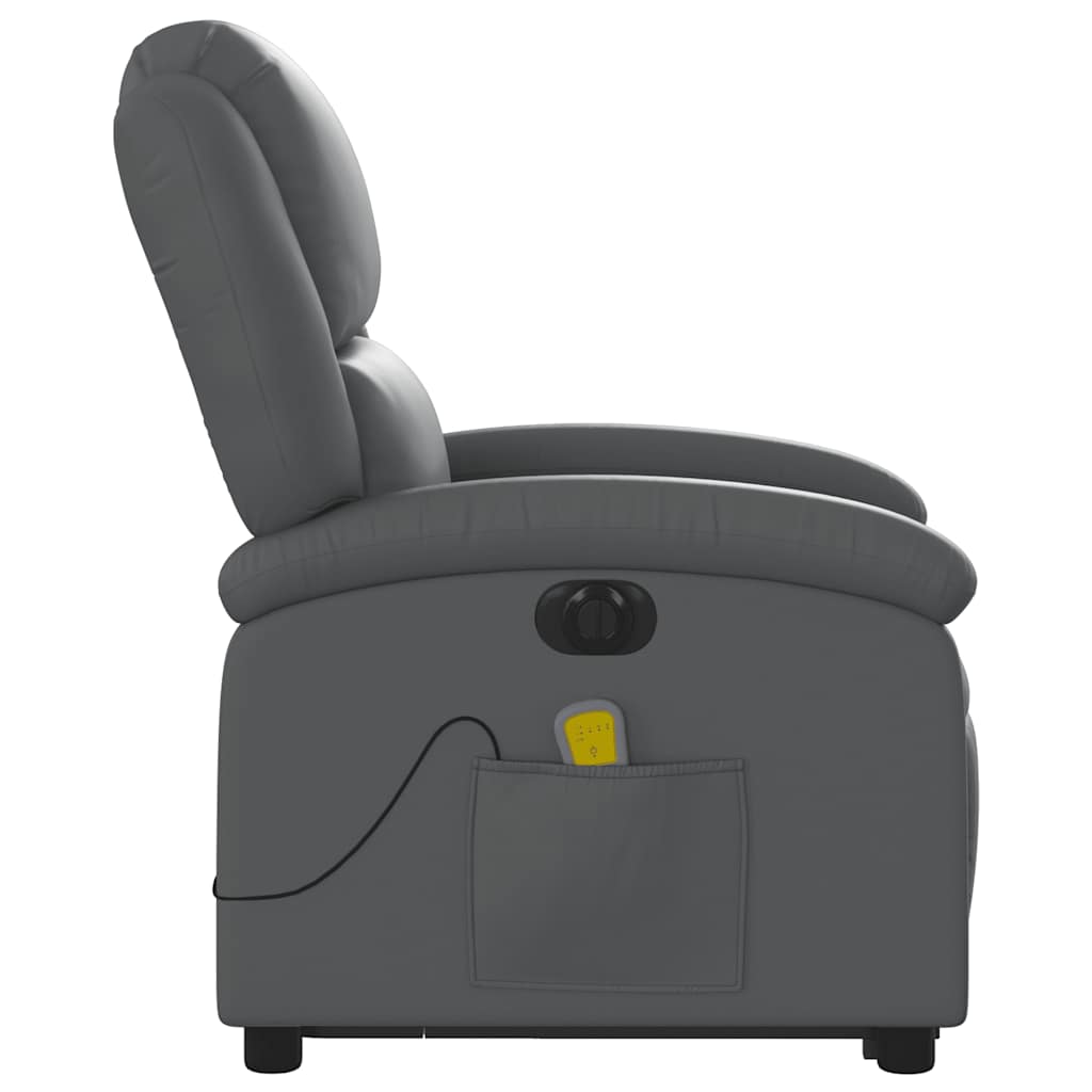 Electric Stand up Massage Recliner Chair Grey Faux Leather
