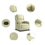 Recliner Chair Cream Real Leather - 45-Degree Angle
