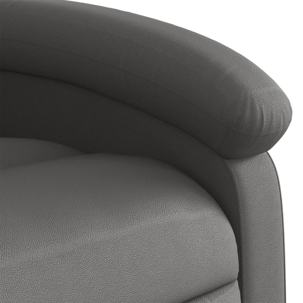 Recliner Chair Grey Real Leather