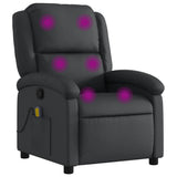 Massage Recliner Chair Black Real Leather - Front View