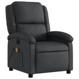 Massage Recliner Chair Black Real Leather - Side View