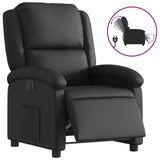 Electric Recliner Chair Black Real Leather - Front View