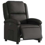 Electric Recliner Chair Black Real Leather - Side View