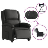 Electric Recliner Chair Black Real Leather - Rear View