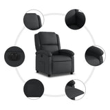 Electric Recliner Chair Black Real Leather - Low Angle