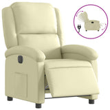 Electric Recliner Chair Cream Real Leather - Front View