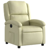 Electric Recliner Chair Cream Real Leather - Side View