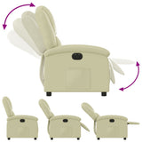 Electric Recliner Chair Cream Real Leather - Rear View