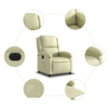 Electric Recliner Chair Cream Real Leather - Close-Up Angle