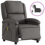 Electric Recliner Chair Grey Real Leather - Front View