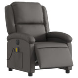 Electric Recliner Chair Grey Real Leather - Side View
