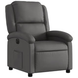 Electric Recliner Chair Grey Real Leather - Top-Down View