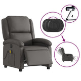 Electric Recliner Chair Grey Real Leather