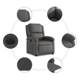 Electric Recliner Chair Grey Real Leather