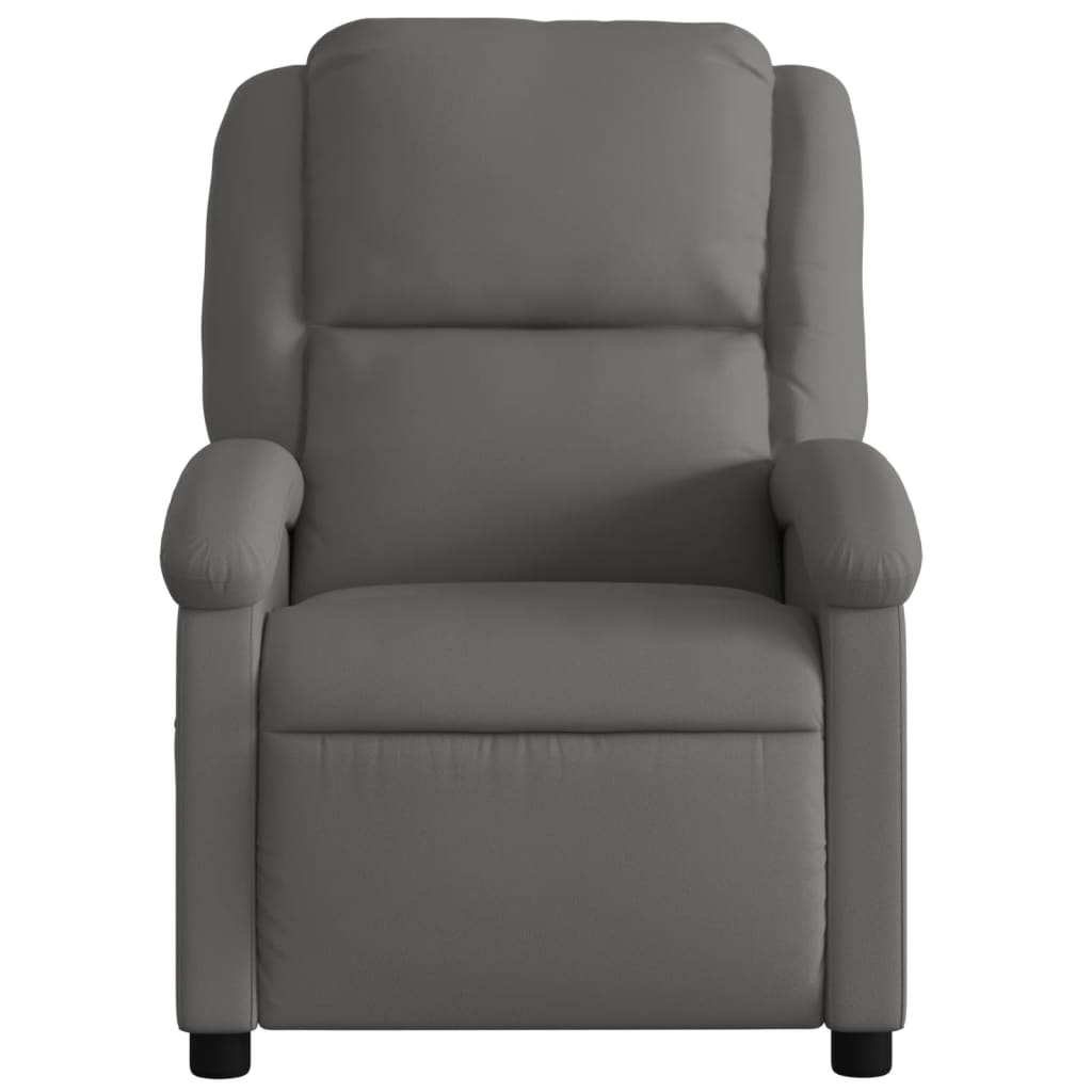 Electric Recliner Chair Grey Real Leather