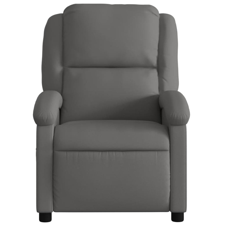 Electric Recliner Chair Grey Real Leather