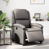 Electric Recliner Chair Grey Real Leather