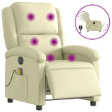 Electric Massage Recliner Chair Cream Real Leather