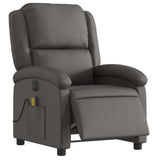 Electric Massage Recliner Chair Grey Real Leather - Side View