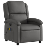 Electric Massage Recliner Chair Grey Real Leather - Top-Down View