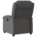 Electric Massage Recliner Chair Grey Real Leather - 45-Degree Angle