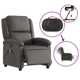 Electric Massage Recliner Chair Grey Real Leather - Rear View