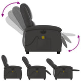 Electric Massage Recliner Chair Grey Real Leather - Close-Up Angle