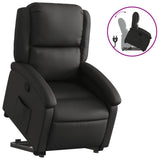 Stand up Recliner Chair Black Real Leather - Front View